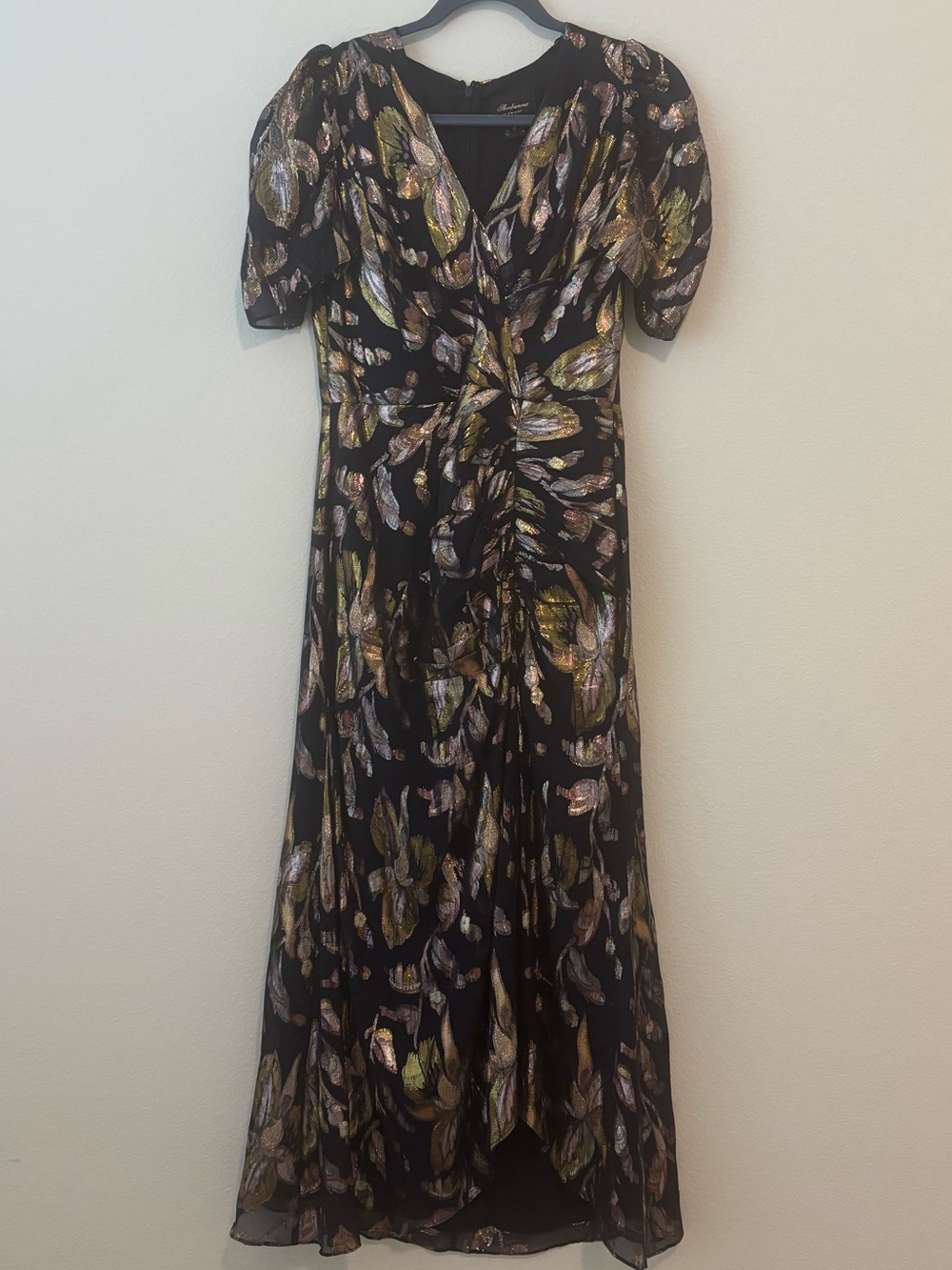 Shoshanna Metallic Leaf Fit‑and‑Flare Dress – Size 10